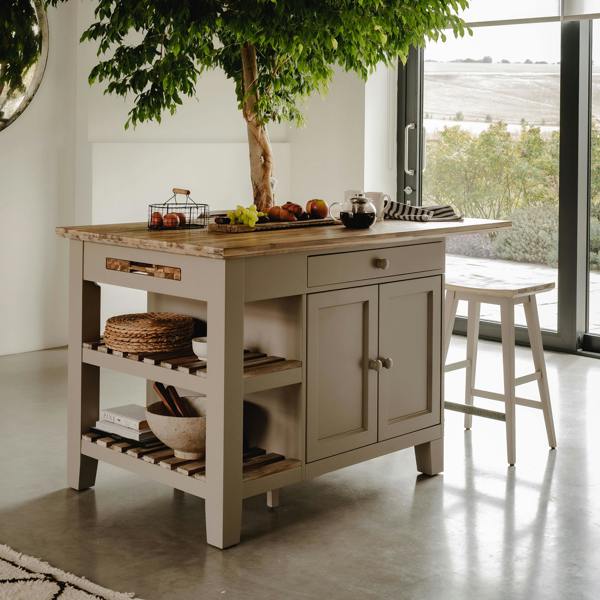 Statement Furniture Florence Kitchen Island with Cupboard and Shelves