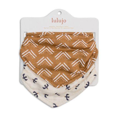 Lulujo - Bandana Bib - Mudcloth / Black Bird - 2 Pack