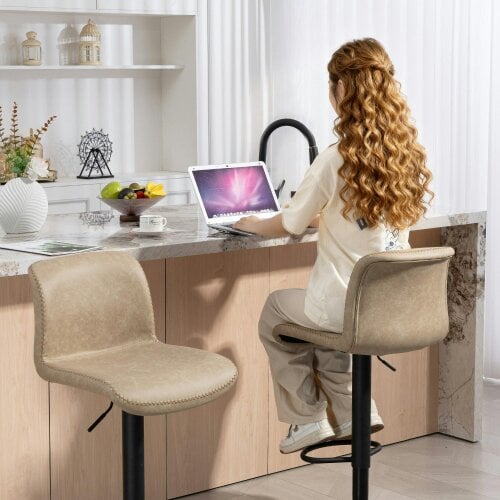 Wyld Haus Salile Set Of 2 Light Brown Faux Leather Breakfast Bar Chairs With Backrest