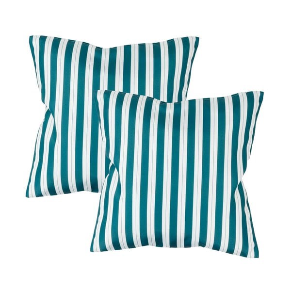 Gardenwize Pair of Outdoor Scatter Cushions - Teal Stripe Design
