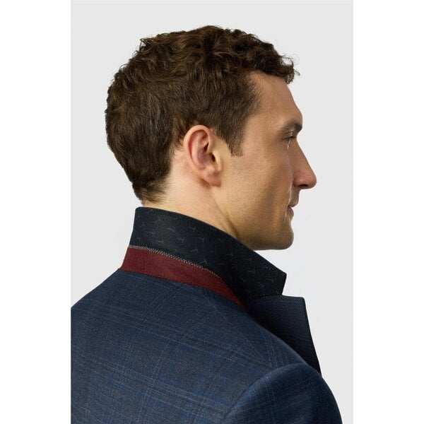Ted Baker Slim Fit Navy Hopsack Check Jacket