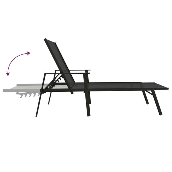 Berkfield Sun Lounger Steel and Textilene Fabric Black