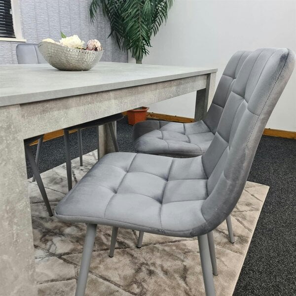Kosy Koala Wooden Rectangle Dining Table Set With 4 Grey Velvet Chairs - Dining Room Furniture