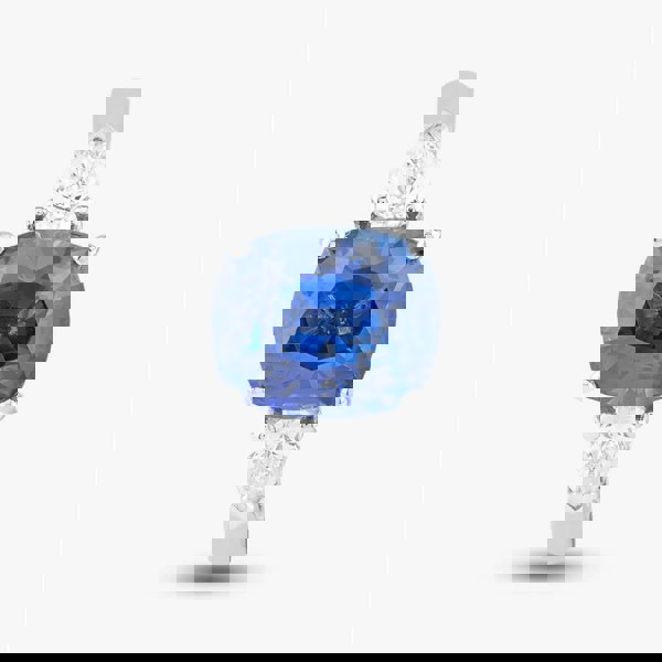 T. H. Baker Platinum 4.12ct Oval Cut Sapphire & 0.40ct Brilliant Cut Diamond Shoulder Set Solitaire Ring 10-80-465/25-10-150