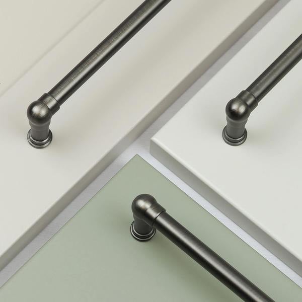 Handle & Home Brushed Grey Industrial Pipe Style Cabinet D Bar Handles