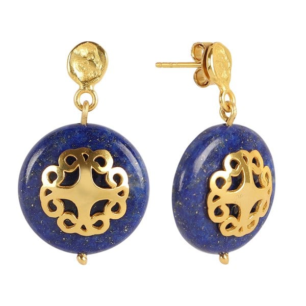 Lila Rasa Lapis Lazuli Earring with Filigree Melange