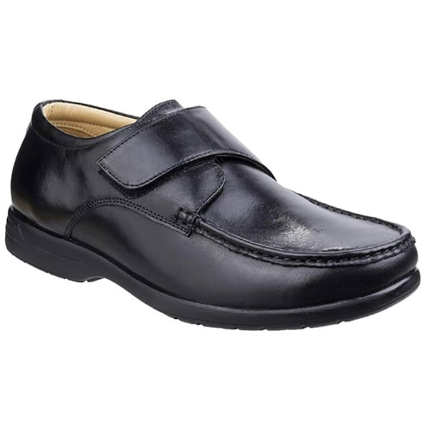 Fleet & Foster Mens Fred Dual Fit Leather Moccasin - Black