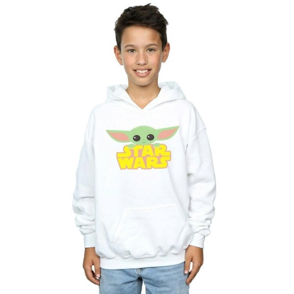 Star Wars Boys The Mandalorian The Child And Logo Hoodie - White