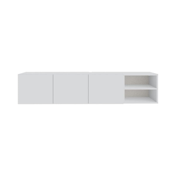 Decortie Conrad 180cm Floating TV Stand, Wall-Mounted Unit with 3 Soft-Close Doors & Open Shelves - White