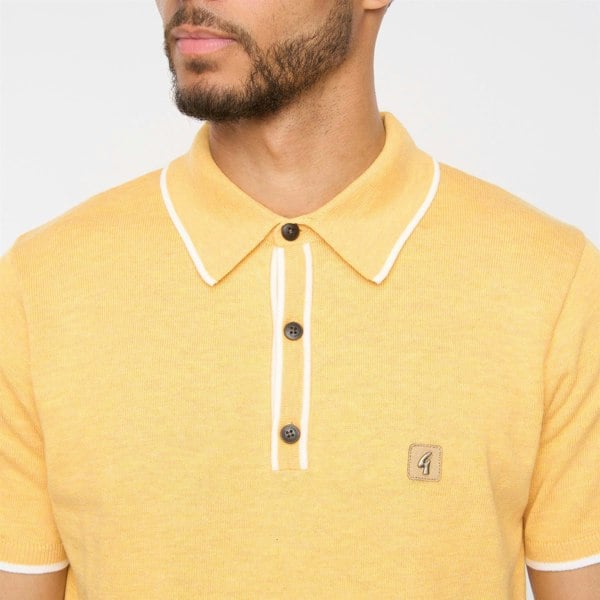 Gabicci V54GM09 Mens Lineker Short Sleeve Tipped Trim Knitted Polo Gabicci Vintage - PINEAPPLE