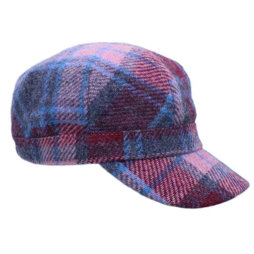 Heather Hats & Accessories Harris Tweed Traditional Cadet Cap, Satin Lining, Outdoor Wear, ForgetMeNot Pink