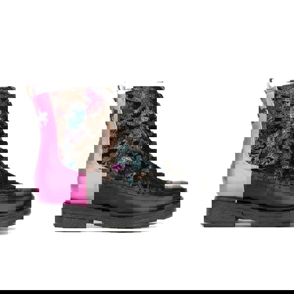 Embassy London Hatter - Dark Winter Foil & Pink - Women's Leather Ankle Lace-up Boot