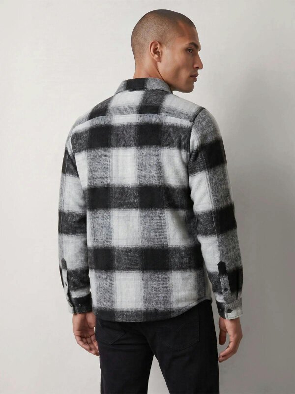 Luke 1977 Ettrick Soft Overshirt - Charcoal Grey Check