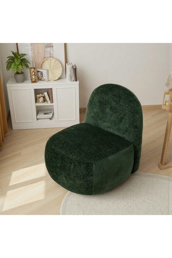 Living and Home Dark Green Modern Chenille Upholstered Lounge Chair