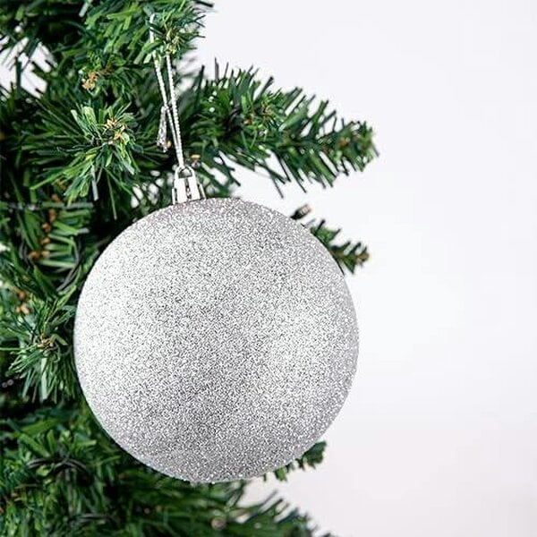 Shatchi Silver Shatterproof Christmas Baubles, Pack Size Options of 3 or 6, 10cm Tree Decorations