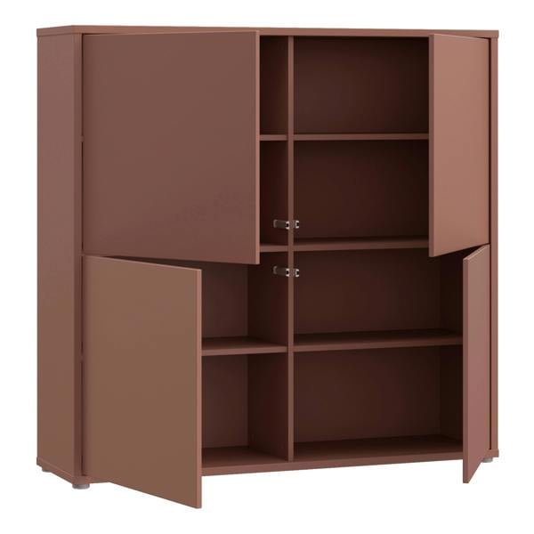 Furniture To Go Alice Springs 4 Door Large Storage Cabinet with Push-to-Open Doors in Terracotta