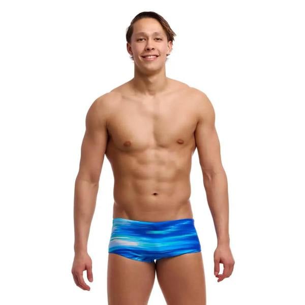 Funky Trunks Sea Breeze Sidewinder swim trunks in blue wave print