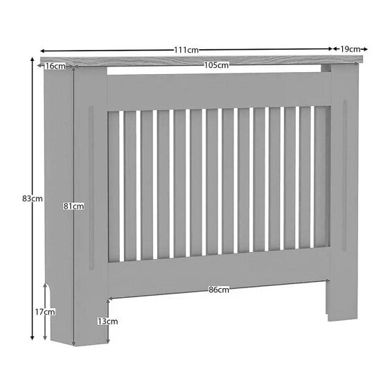 Neo Grey Decorative Wooden Radiator Cover Medium