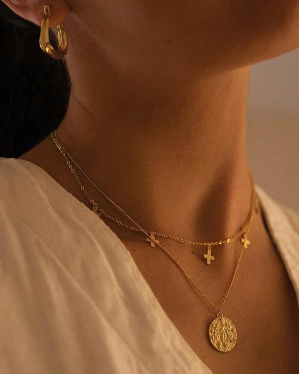 Chunky 14K Gold Goddess Layered Necklace - Necklaces - Elk & Bloom
