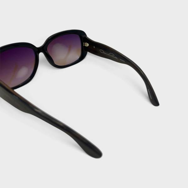 Supplied Fashion Linda Farrow oversized sunglasses in black and burgundy with gradient lenses and signature branding