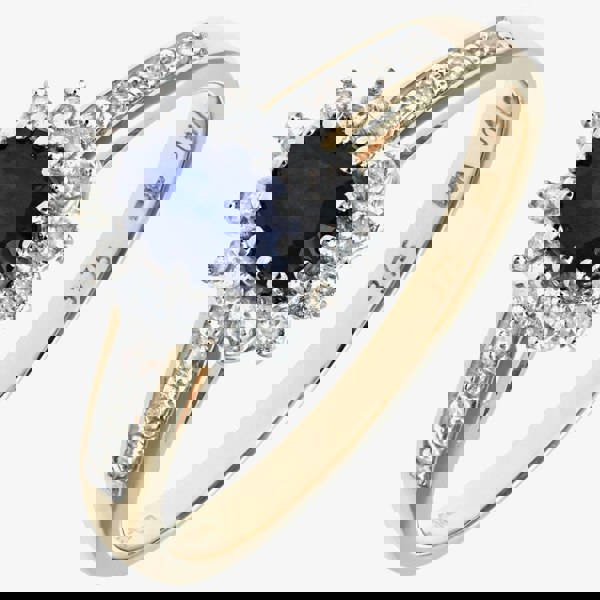 T. H. Baker 9ct Yellow Gold Sapphire 0.10ct Diamond Cluster Ring PR04767y SA