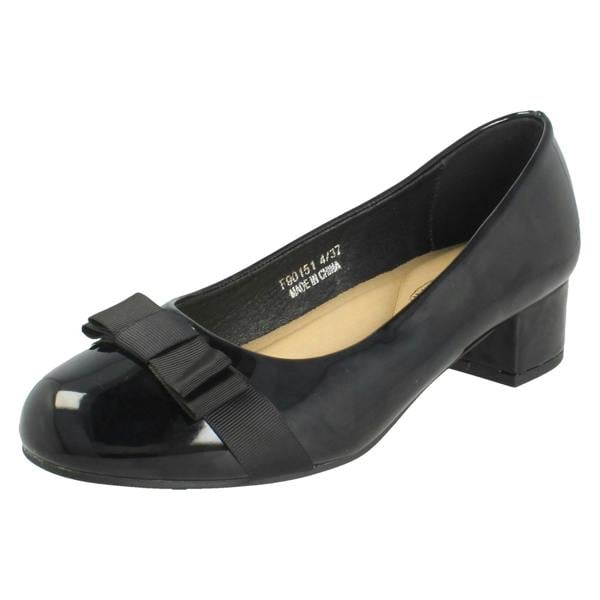 Spot On Ladies Spot On Block Heel Formal Wide Fit Court Shoes  F90151