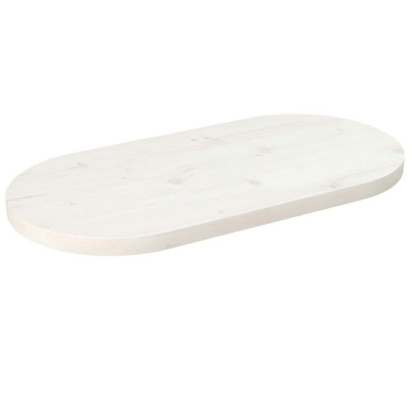 Berkfield Table Top White 70x35x2.5 cm Solid Wood Pine Oval