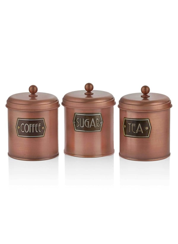 Rozi Copper Coffee, Tea, And Sugar Canister Set - 17 cm (H)