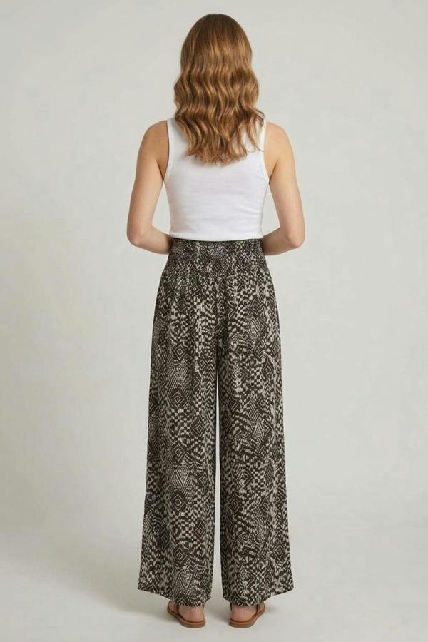 Black | Abstract High Waist Wide Trousers