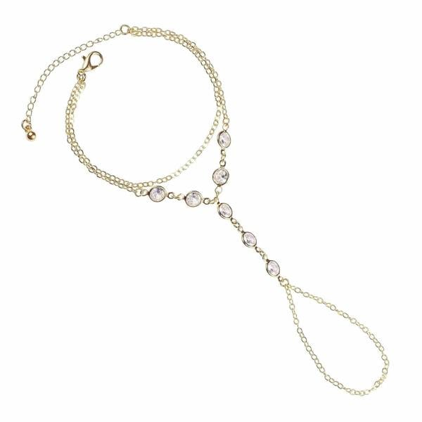Gold Plated Hand and Ring Chain, Slave Bracelet for Women - namana.london