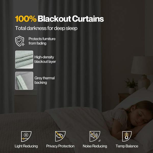 Marlow 100% Blackout Curtains Thermal Linen Look Ready Made Machine Washable