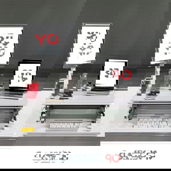 Yo-Yo DESK 90 White Front View Folded