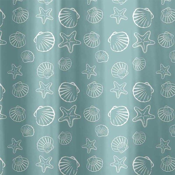 Country Club Seashells Blue Shower Curtain