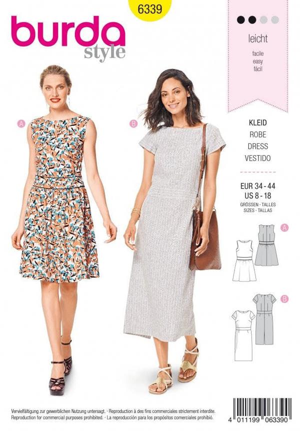 Burda Sewing Pattern 6339 Dresses For Women, 8 to 18 - Easy
