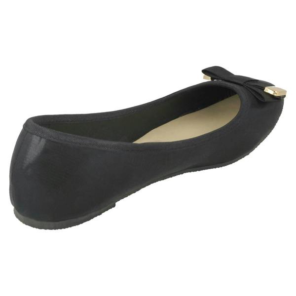 Spot On Ladies Spot On Ribbon Bow Vamp Ballerinas