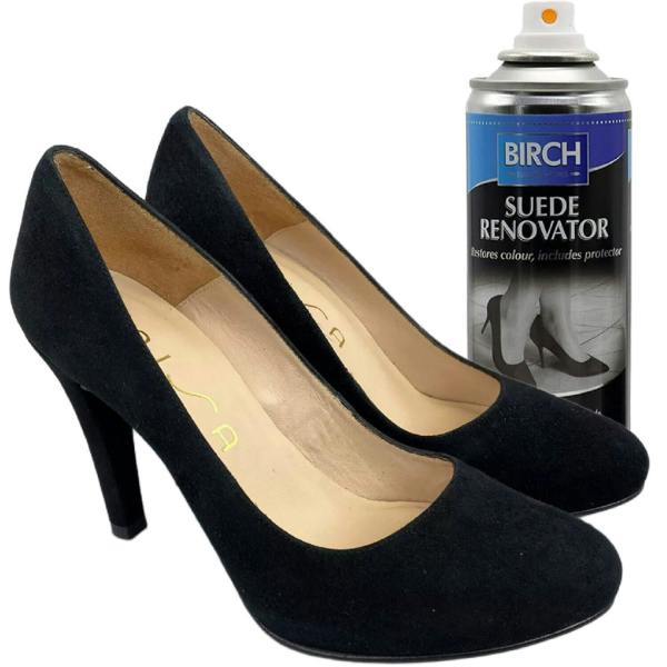 BIRCH Black Suede Renovator Aerosol - Colour Restoration for Faded Shoes 200ml