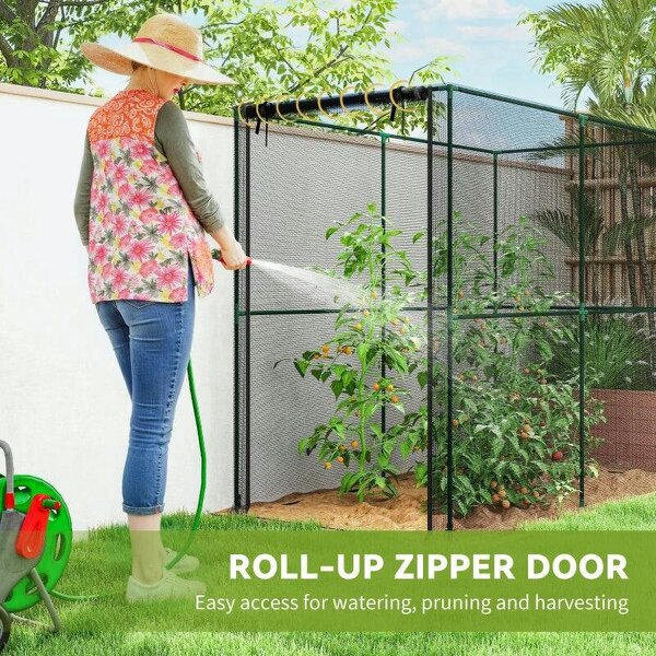 Fruit Cage Bird Netting, Brassica Cage Plant Protection Tent with Zipped Door, Anti Bird, Insects, Small Animals, Black