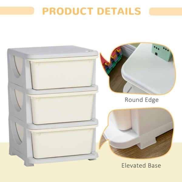 Dyzi Kids 3 Drawer Storage Unit Three Tier Vertical Dresser