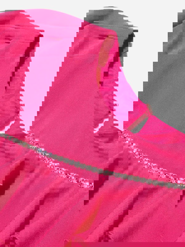 Monnalisa Girls Embellished Ruffle Dress in Pink