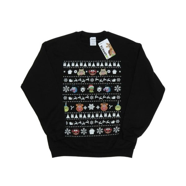 Disney Mens The Muppets Christmas Heads Sweatshirt - Black