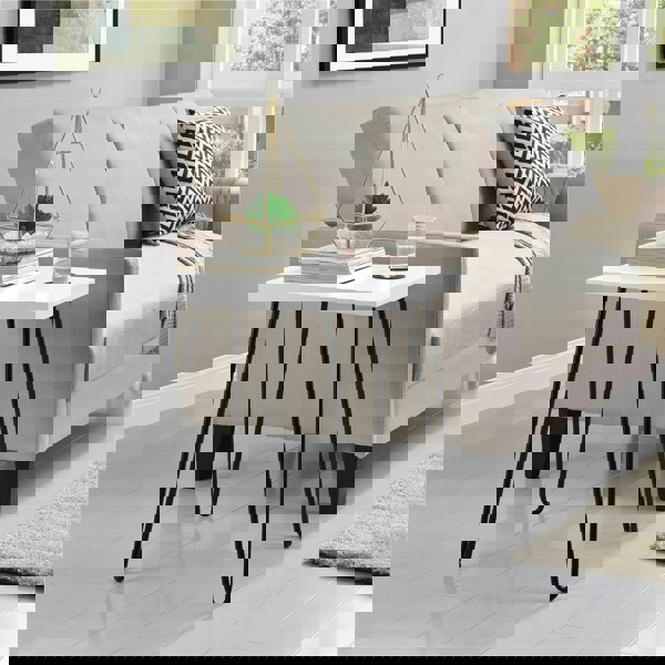 Dorel Home Owen Retro End Table in White / Black Legs