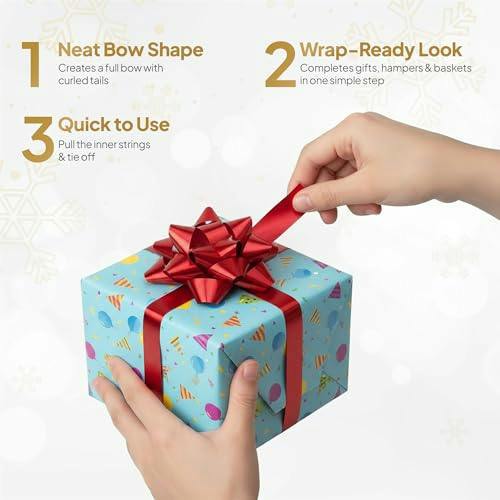 50mm Red Pull Bows, 10 Pack to 60 Pack Ribbon Gift Bows for Wrapping, Hampers and Party Décor image 6