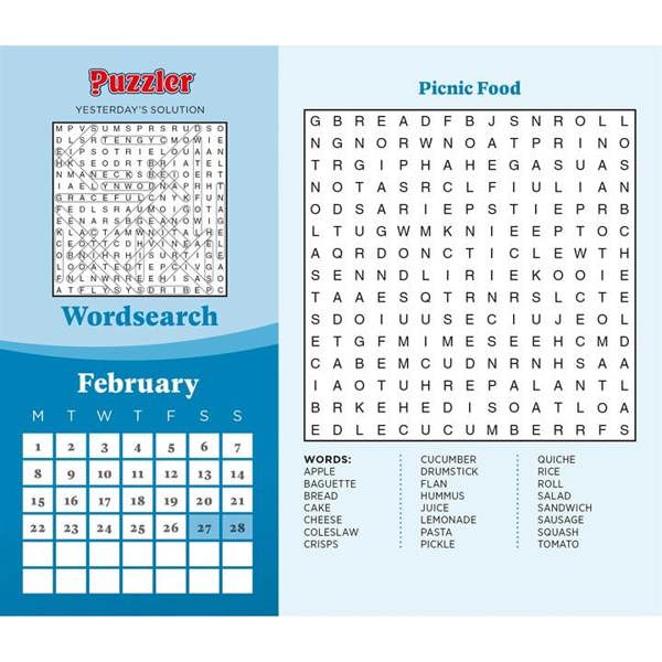 Wordsearch, Puzzler Desk Calendar 2027, Desk Calendars, Day To View, Entertainment, Gift