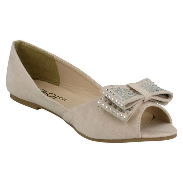 Spot On Ladies Spot On Peep Toe Ballerinas