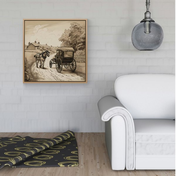 Warren Reed A Horse And His Cart Framed Canvas