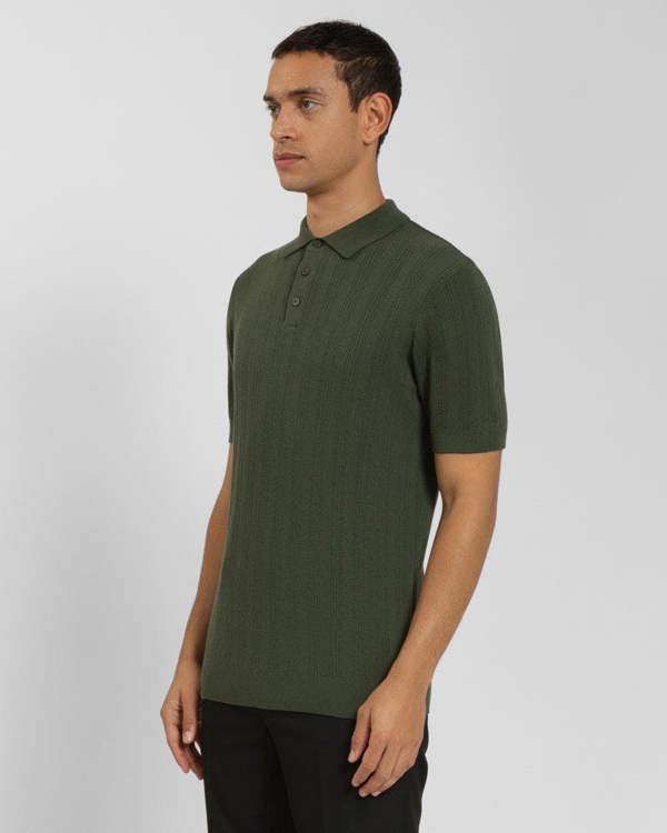 Steel & Jelly Textured Stripe Short Sleeve Polo Shirt
