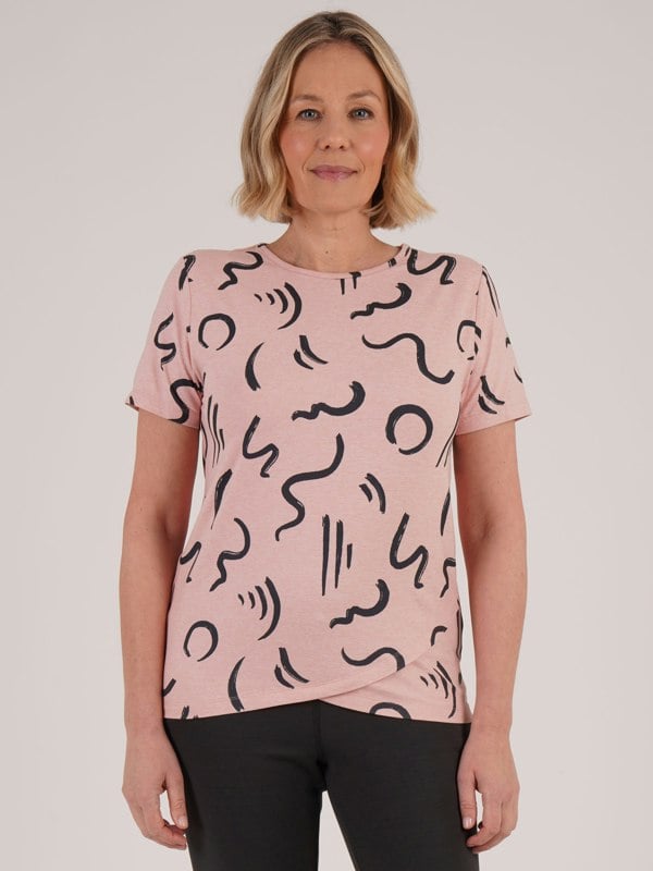 PennyPlain Athleisure Crossover Flow Top - Dusk Print