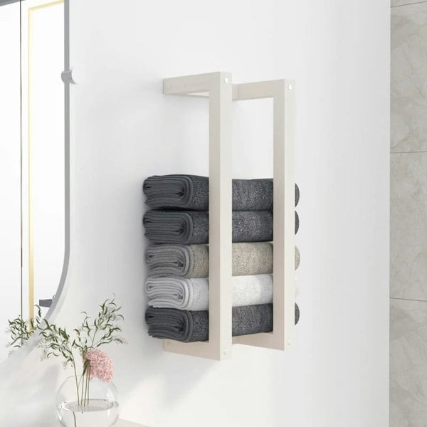 Berkfield Towel Rack White 23x18x60 cm Solid Wood Pine