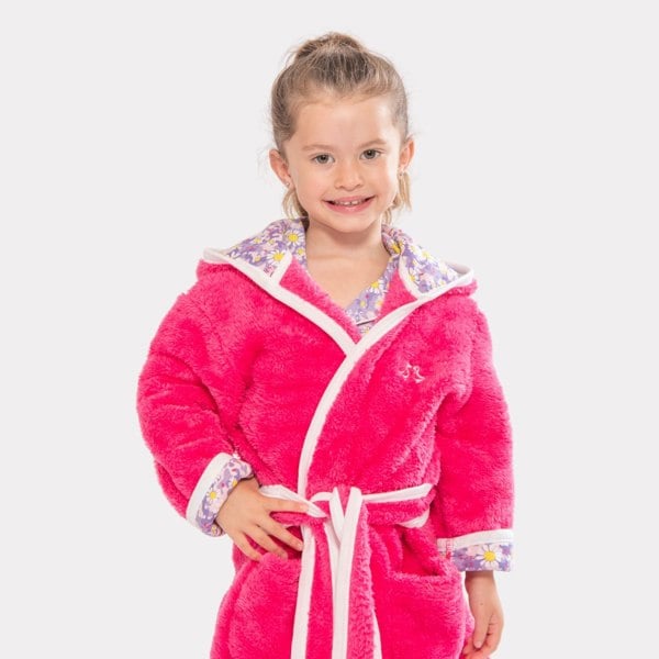 Luca and Rosa Dizzy Daisy Print Pink Girls Dressing Gown