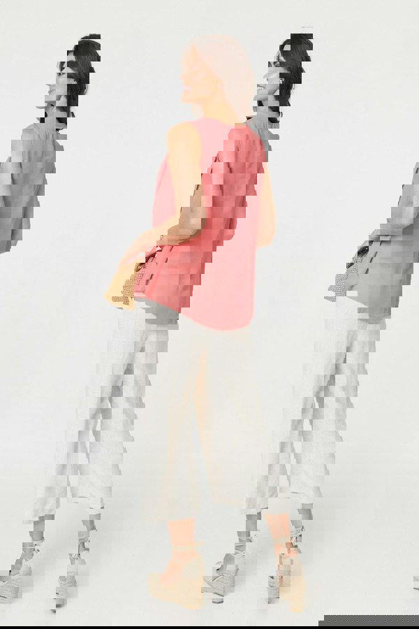 Pink | Asymmetric Pleat Front Blouse Top